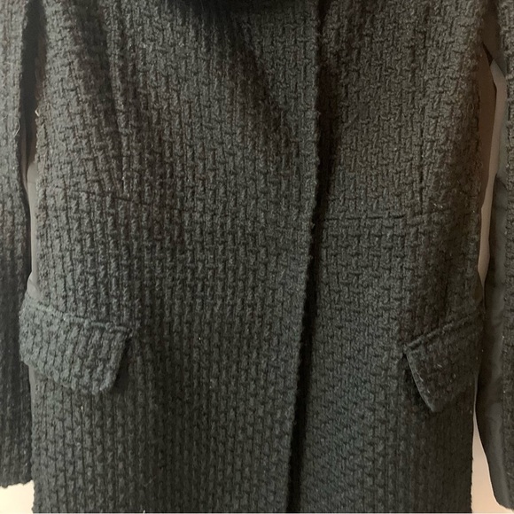 BCBGMAXAZRIA Wool Blend Black  Pea Coat Woven Fold Over High Neck XXS - Picture 10 of 10